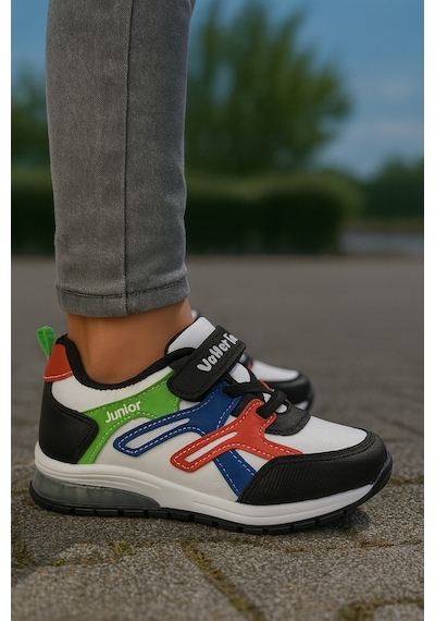 Unisex Çocuk Cırtlı Bağcıklı Sneaker Günlük Spor Ayakkabı Çok Renkli