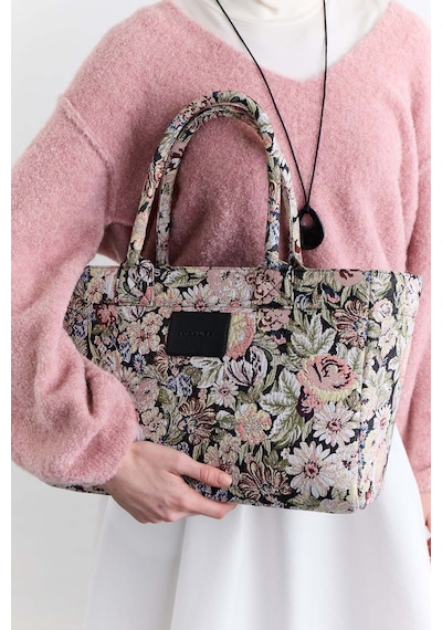 Manuka Jakar Desenli Tote Çanta Pudra Aw25cnt00018-68 Pudra
