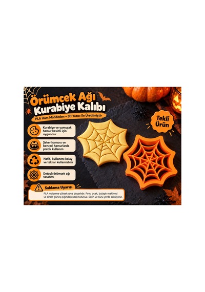 Halloween Örümcek Ağı Kurabiye Kalıbı - Hamur Kesici Cadılar Bayramı Tekli Kalıp Diğer