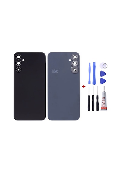 Samsung A34 Kamera Camlı Siyah Uyumlu Arka Cam Kapak Pil Kapağı Tamir Set B7000 Set Siyah