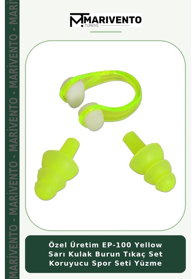Özel Üretim Ep-100 Yellow Sarı Kulak Burun Tıkaç Set Koruyucu Spor Seti Yüzme