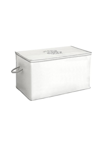 Flosoft Yorgan Yastık Saklama Hurcu, İpli Baskılı Çok Amaçlı Sandık Tipi Hurç 75x45x45 Cm