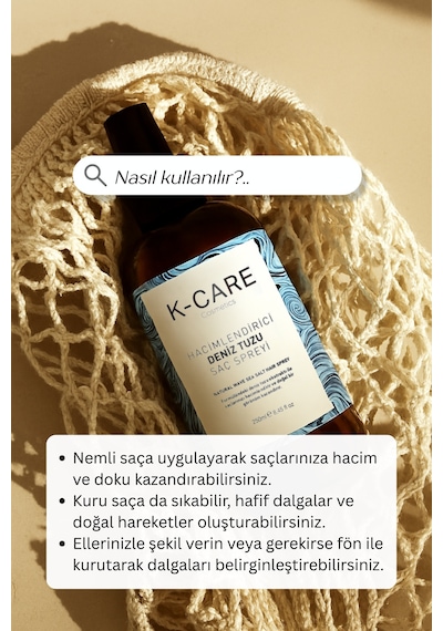 K K-care Cosmetics Doğal Dalga Sağlayan ve Hacim Veren Deniz Tuzu Saç Spreyi 250﻿﻿ ML