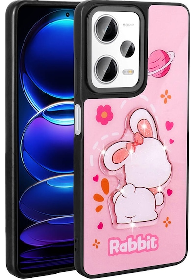 Redmi Note 12 Pro Plus 5g Kılıf Parlayan Kabartmalı İkonik Figürlü Tchs Amas Silikon Kapak - Siyah Siyah