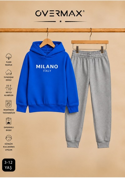 Overmax Milano Baskılı Kapüşonlu Çocuk Eşofman Takımı 3-12 Yaş Saks Mavi Üst- Gri Alt - 918904440 Saks Mavi Üst- Gri Alt Overmax Milano Baskılı Kapüşonlu Çocuk Eşofman Takımı 3-12 Yaş Saks Mavi Üst- Gri Alt - 918904440 Saks Mavi Üst- Gri Alt