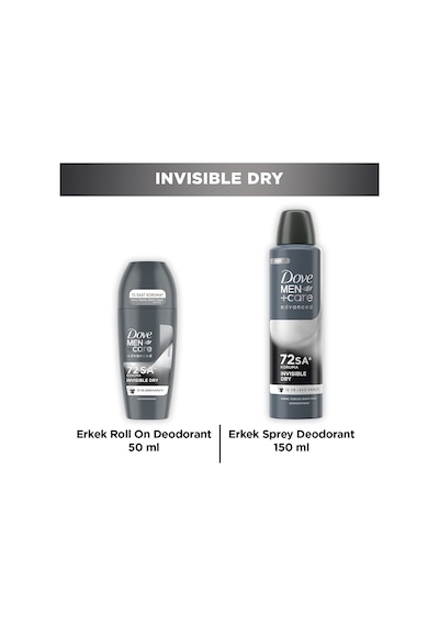 Dove Men +care Advanced Erkek Deodorant Invisible Dry 150 Ml + Invisible Dry Roll On 50 Ml