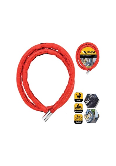 Kupa Vinil Kaplı Çelik Kablolu Esnek Motosiklet Kilidi - 22 Mm - 150 Cm.