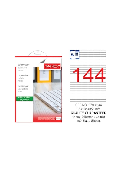 Tanex Tw-2544 35X12.4355 MM Laser Etiket 100 Ad.