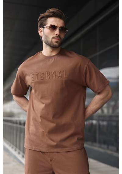 Kahverengi Erkek Şort T-shirt Takım E7347