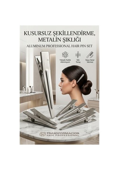 Zenvac 8'li Profesyonel Alüminyum Saç Pensi Seti Metal Toka Saç Pensi 720577 Zenvac29