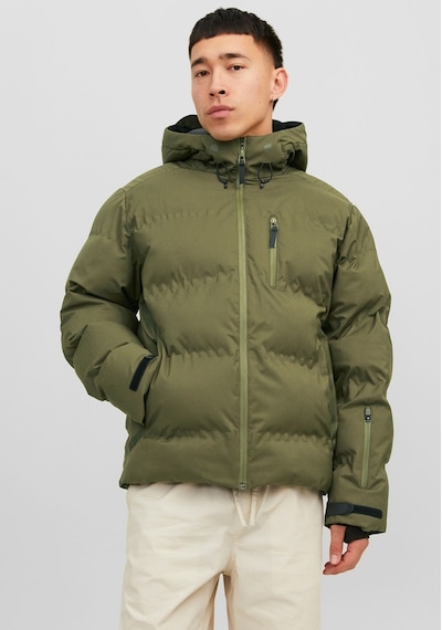 Jack & Jones Kapüşonlu Cep Detaylı Puffer Mont - Sweep 12238998 Olive Night Krem
