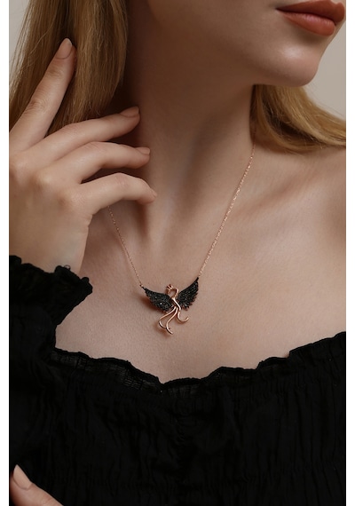Madam&Matmazel Zirkon Anka Kuşu Rose Kadın Kolye, 925 Ayar Gerçek Gümüş, Siyah Kübik Zirkon ,Phoneix Madam&Matmazel Zirkon Anka Kuşu Rose Kadın Kolye, 925 Ayar Gerçek Gümüş, Siyah Kübik Zirkon ,Phoneix