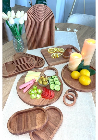 Doğal Ahşap Sunum Ve Servis Tabağı Çerezlik 25 Cm Çap Kayın Ağacı - Kl-s521a742 Ahşap