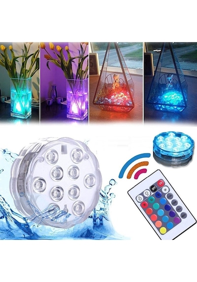 Rgb Havuz Işığı Led Işıklı Bardak Altlığı Rgb Submersible Led Light Ip68 Remote Control Su Geçirmez