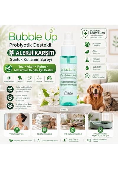 Bubble Up Probiyotik Destekli Cilt Hassasiyeti Karşıtı Araç İçi Sprey 50 Ml 1