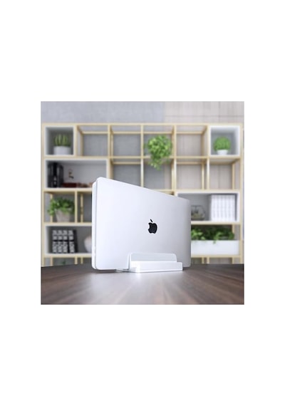 Ergonomik Dikey Laptop Standı, Metal Tasarım, Alüminyum Gümüş 1