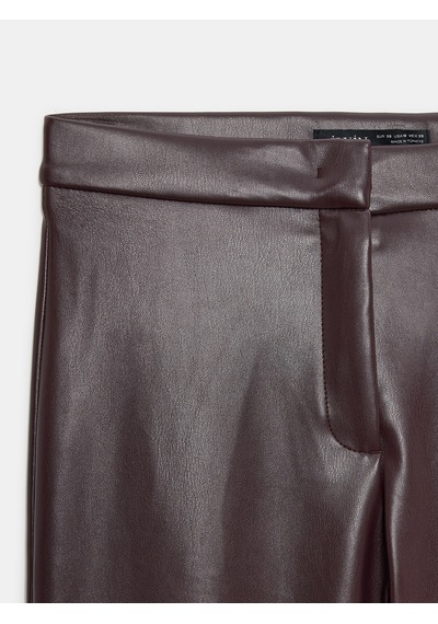 Dilvin 72237 Suni Deri Çan Paça Pantolon-bordo Bordo