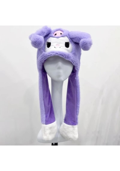 Mj Toys Mor Kulakları Hareket Eden Işıklı Kuromi Şapka Tavşan Şapka Mor