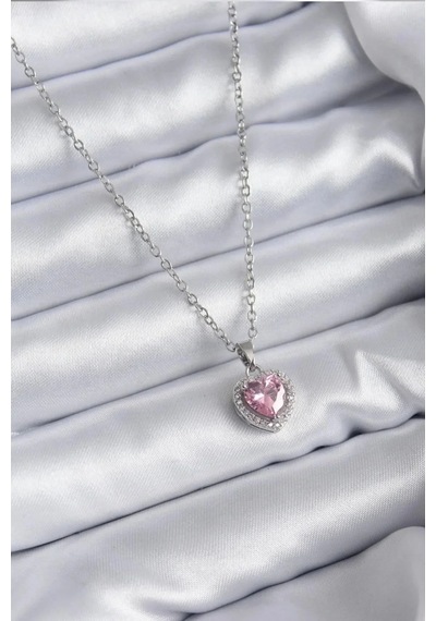 Çelik Mavi Kristal Kalp Kolye Silver Okyanusun Kalbi Pembe Çok renkli
