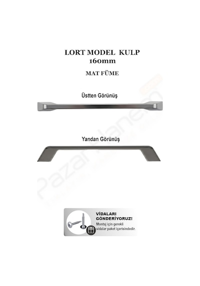 Çizgili Lort Model Mobilya Dolap Çekmece Kulpu 160 Mm - Altın 1 Adet + Montaj Vidası Füme