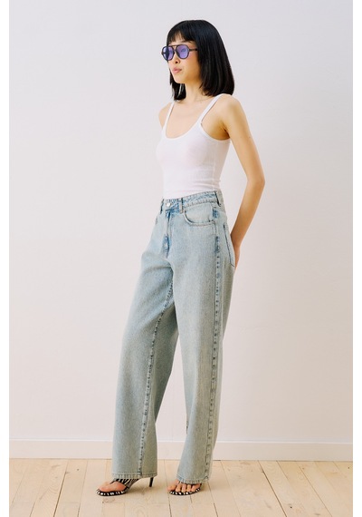Manuka Çizgili Denim Straıght Pantolon Açık Mavi Ss26pnt00025-03
