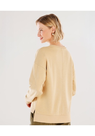 Yargıcı Dikiş Ve Yırtmaç Detaylı Bisiklet Yaka Sweatshirt 25yksw9003x 017 Bej