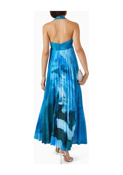 Acler Askham Maxi Elbise - 100% Polyester - Plise Tasarım - Altın Donanım - Şıklık Için Ideal Mavi