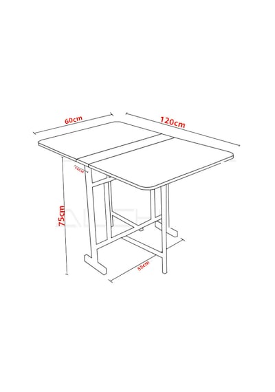 Teknor Kelebek Katlanır Ahşap Masa Mermer Desenli 60x120 Beyaz