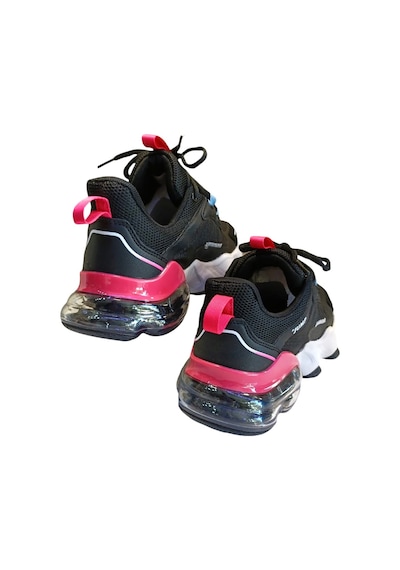 Jump 30906 Kadın Aırtube Taban Sneaker Ayakkabı Siyah / Fuşe Siyah - Fuşya