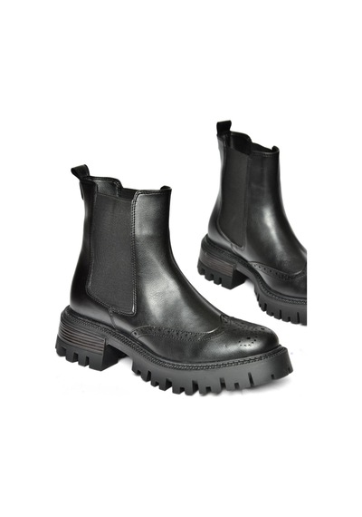 Fox Shoes R312152909 Siyah Kalın Tabanlı Kadın Bot Siyah