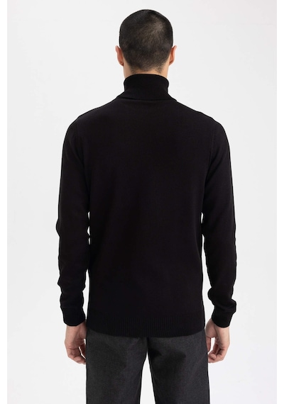 DeFacto Siyah Slim Fit Dar Kesim Balıkçı Yaka Basic Düz Triko Kazak R1124AZ23WNBK27