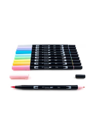 Abt Dual Brush Pen Grafik Kalemi 10'lu Set - Pastel Colors