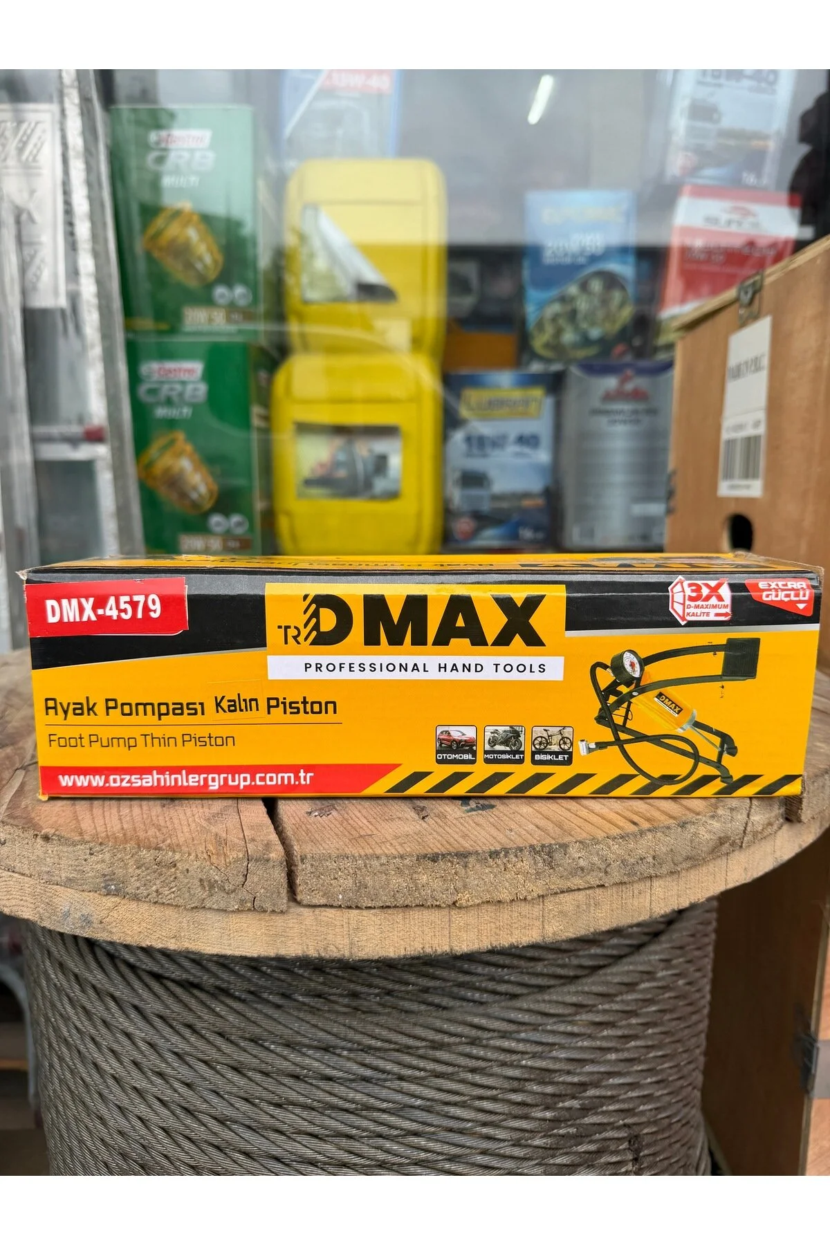 Dmax Dmx-4579 Kalın Pistonlu Manometreli Oto Motosiklet Bisiklet Lastik Şişirme Pompası
