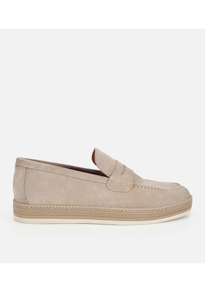 Hotiç Erkek Süet Deri Bej Hasır Detaylı Günlük Loafer 02ayh319490a310 02ayh319490a310 Bej
