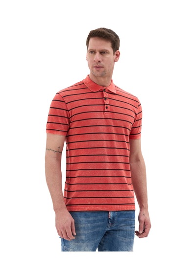 Cipo & Baxx Erkek Çizgili Polo Yaka Basic T-shirt - Ct858 Red