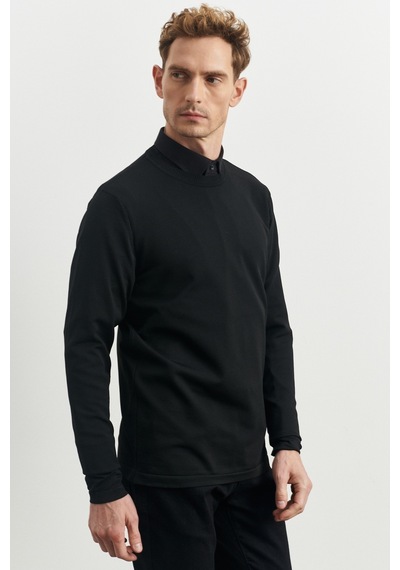 AC&Co / Altınyıldız Classics Erkek Siyah Standart Fit Normal Kesim Bisklet Yaka Triko Kazak 4A4923100506SYHXXL Siyah