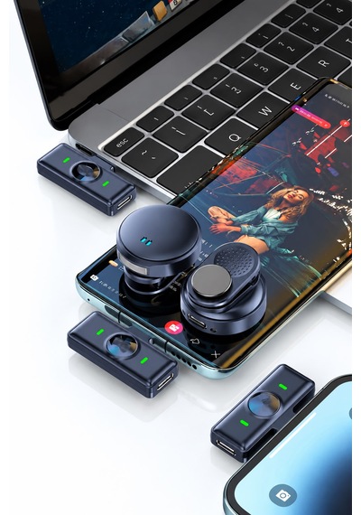 Q8 Kablosuz Yaka Mikrofonu Tyep-c Uyumlu 2.4ghz 20 Metre Menzil Dijital Şarj Göstergeli Mıknatızlı Kıskaçlı Telefon Bilgisayar Tablet Uyumlu-sütüdyo-canlı Yayın-vlog-pörortaj Uzun Pil Ömrü