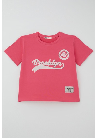 Breeze Kız Çocuk Pantolonlu Takım Brooklyn Yazı Baskılı Bağcıklı 8-14 Yaş, Fuşya