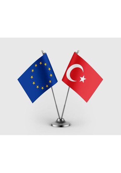 Avrupa Birliği Bayrağı Türk Bayrağı İkili Saten Masa Bayrağı Takımı Diğer