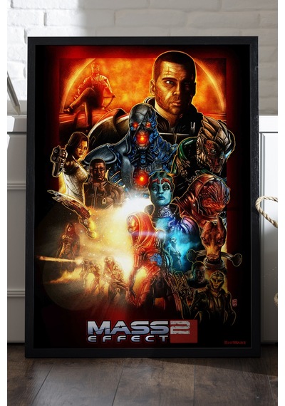 Mass Effect Siyah Ahşap Çerçeveli Poster, Dekoratif Oyun Duvar Tablosu