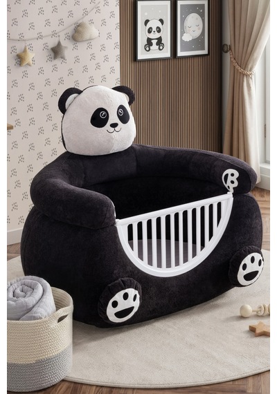 Beşik Panda Peluş Kumaşlı Hayvan Figürlü Beşik Renkli