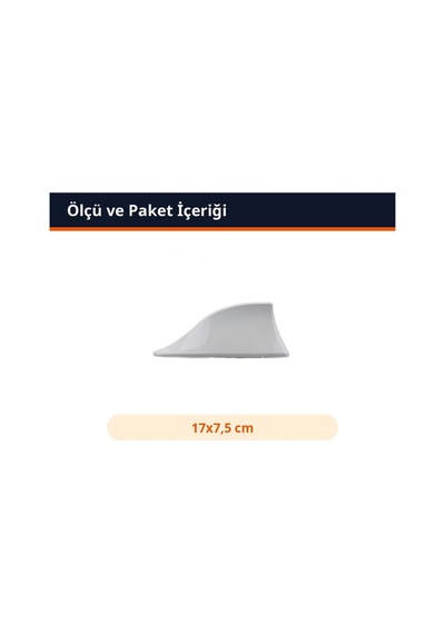 Trobus Elektronik Anten Köpek Balığı Balık Sırtı 17x7,5 Cm Beyaz