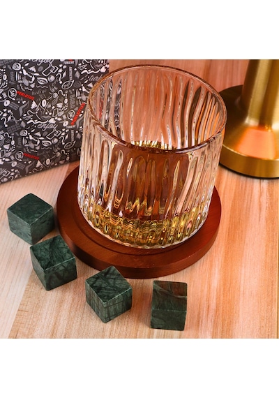 Perlotus Bardak Altlıklı 360 Dönen Viski Bardağı Ve Granit Viski Taşı Beyaz