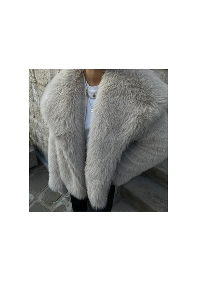 Zaya Collection Premium Suni Lolita Kürk Mont Bej