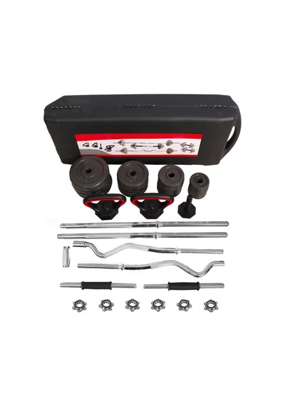 55 Kg Çantalı Döküm Demir Plaka Dambıl Seti Siyah Dumbbell Set Z Barlı Dambıl Set