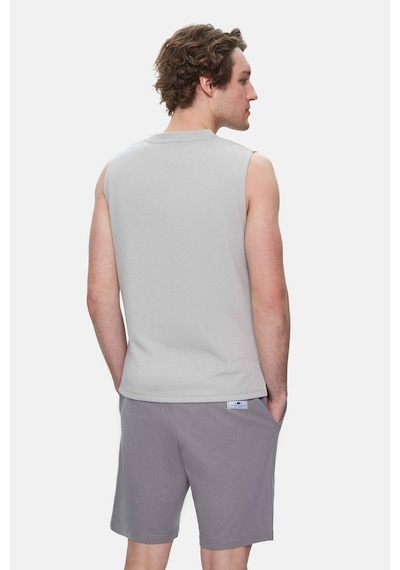 Ucla Bodhı Açık Gri Bisiklet Yaka Sıfır Kol Baskılı Oversize Erkek Tshirt Açik Gri