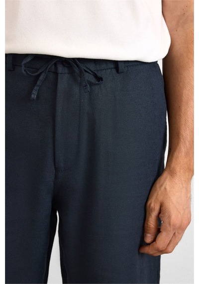 Süvari Lacivert Regular Düz Twill Yarım Lastikli Şort Spn2020500045-m09