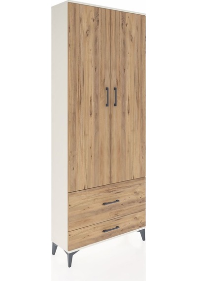 Arges Dolap 2 Raflı 2 Çekmeceli Tek Askılı 88x30x221 Aytaşı-çam Aytaşı