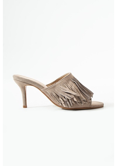 Dericia Shoes Glint Hakiki Deri Süet Kadın İnce Topuklu Yazlık Terlik Bej Dericia Shoes Glint Hakiki Deri Süet Kadın İnce Topuklu Yazlık Terlik Bej