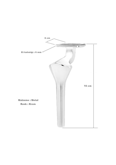 Elmas Lüx Metal Ayak 16 Cm Krom Mobilya Koltuk Ayağı